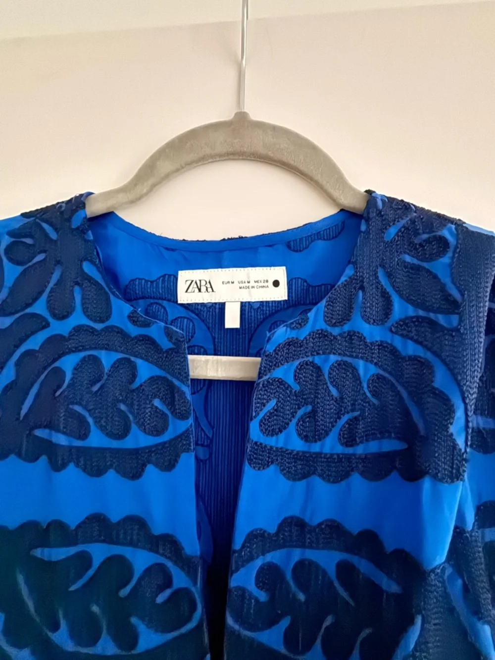 Zara Royal and Navy Blue Embroidered Jacket - Picture 3 of 3
